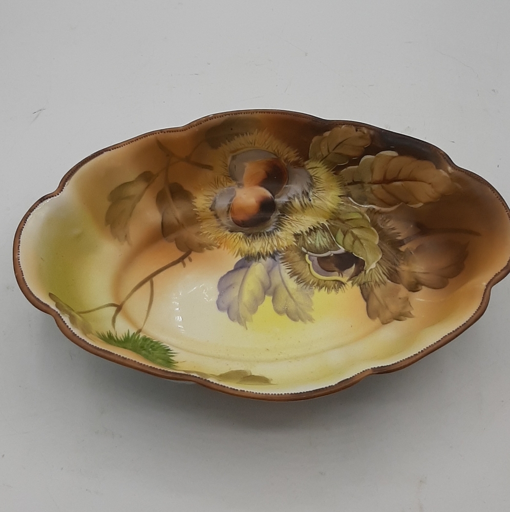 Vintage Hand Painted Noritake M Nippon Moriage Rim Chestnut Nut Candy Bowl